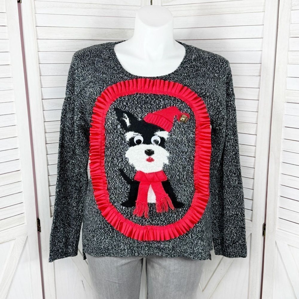 Untied States Sweaters Ugly Christmas Terrier Dog Sweater Black‎ Red XL
